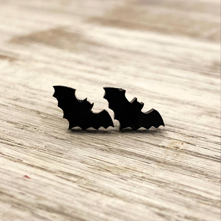 Black Bat Stud Earrings