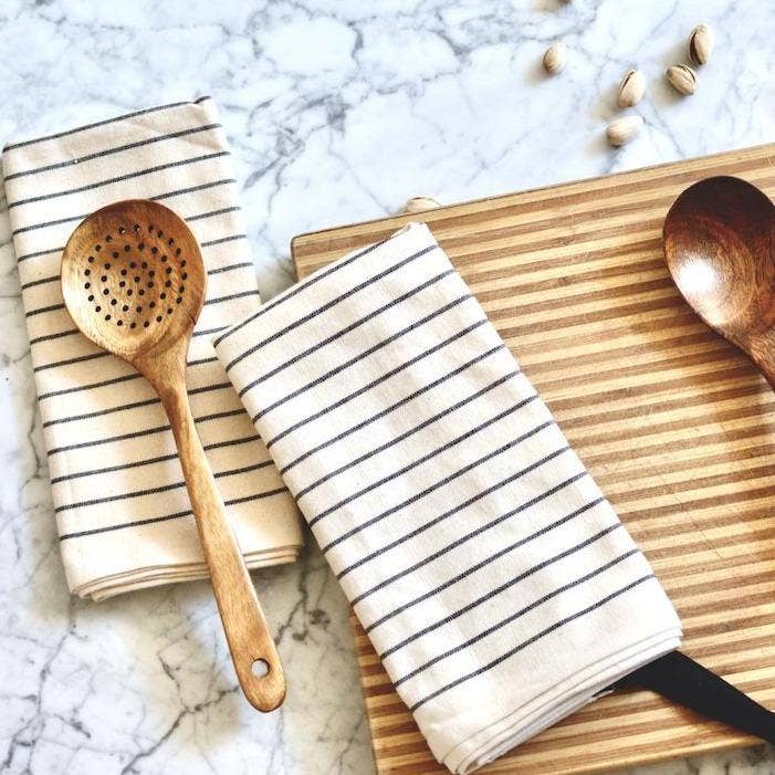 Organic Cotton Tea Towels in Ivory - Set of 2