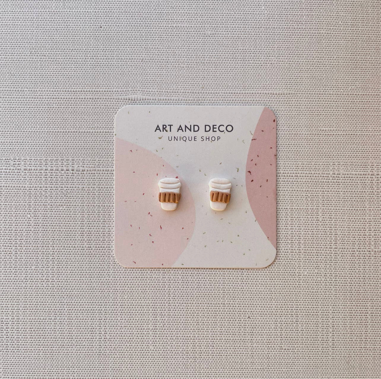 Coffee Cup Clay Stud Earrings