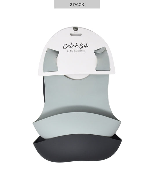 Silicone Catch Bib Set | Denim & Cloud