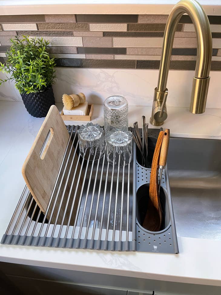 Roll up Silicone & Steel Dish Drying Rack