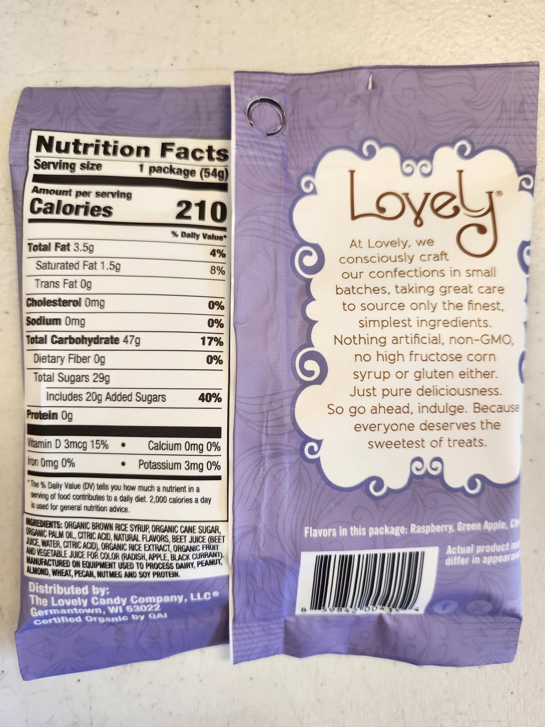 Organic Sour Chewy Candies 1.8 oz