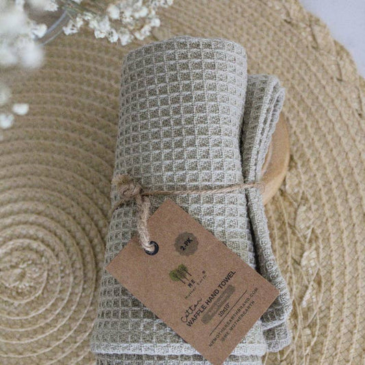 Cotton Waffle Hand Towels (Sage Green)