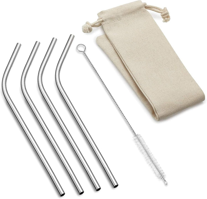 Bent Stainless Steel Straws - Set of 4