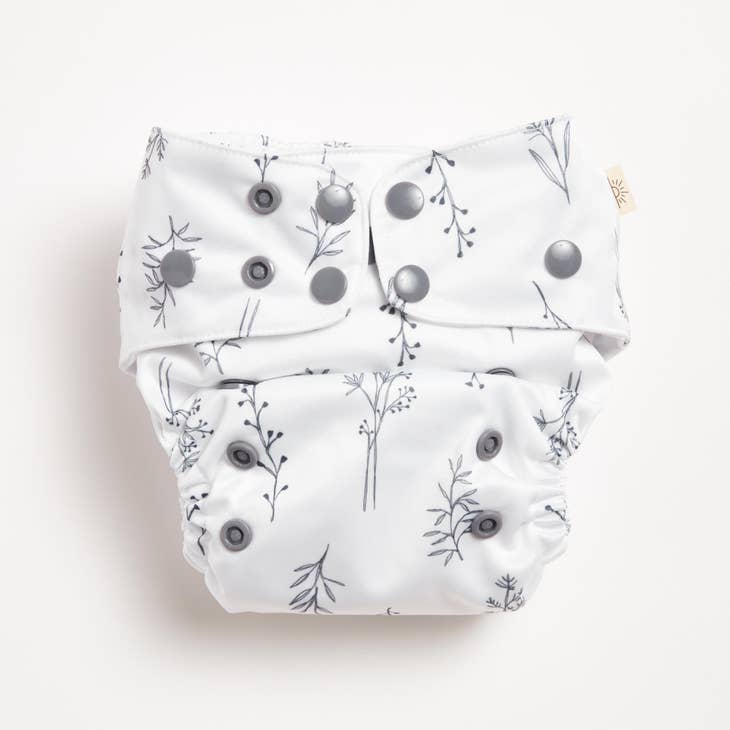 EcoNaps 2.0 Modern Cloth Diaper - Grey Folk Botanical