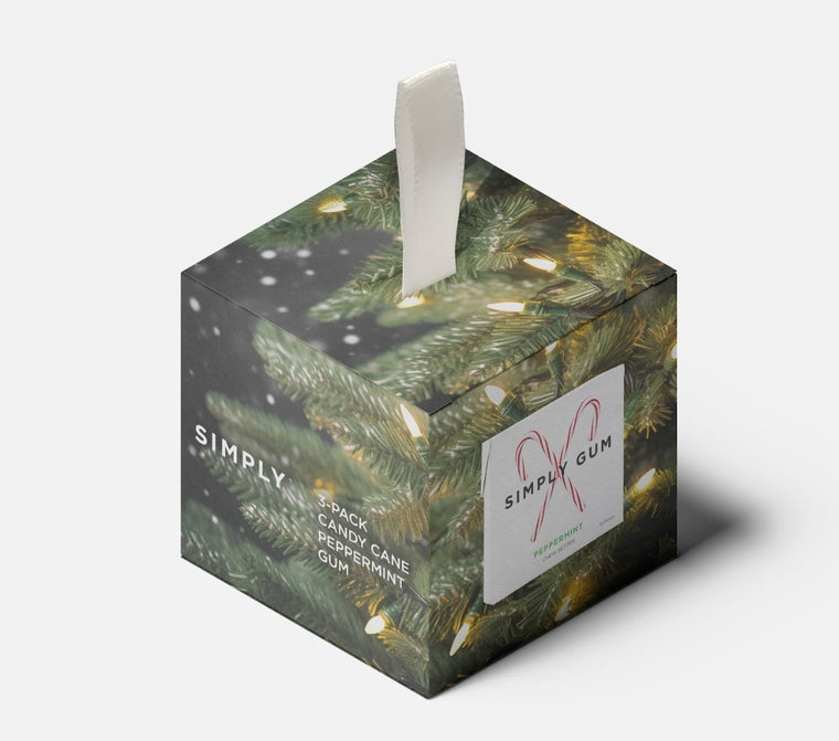 Simply Gum Peppermint Gum 3pk Ornament - Plastic-Free + Recyclable