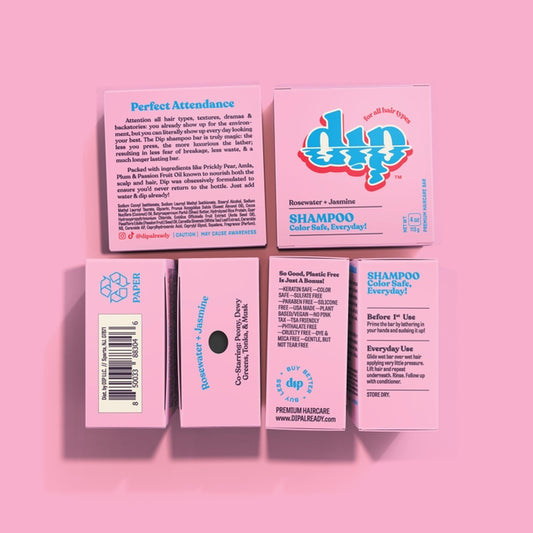 Dip Color Safe Shampoo Bar For Every Day - Rosewater & Jasmine