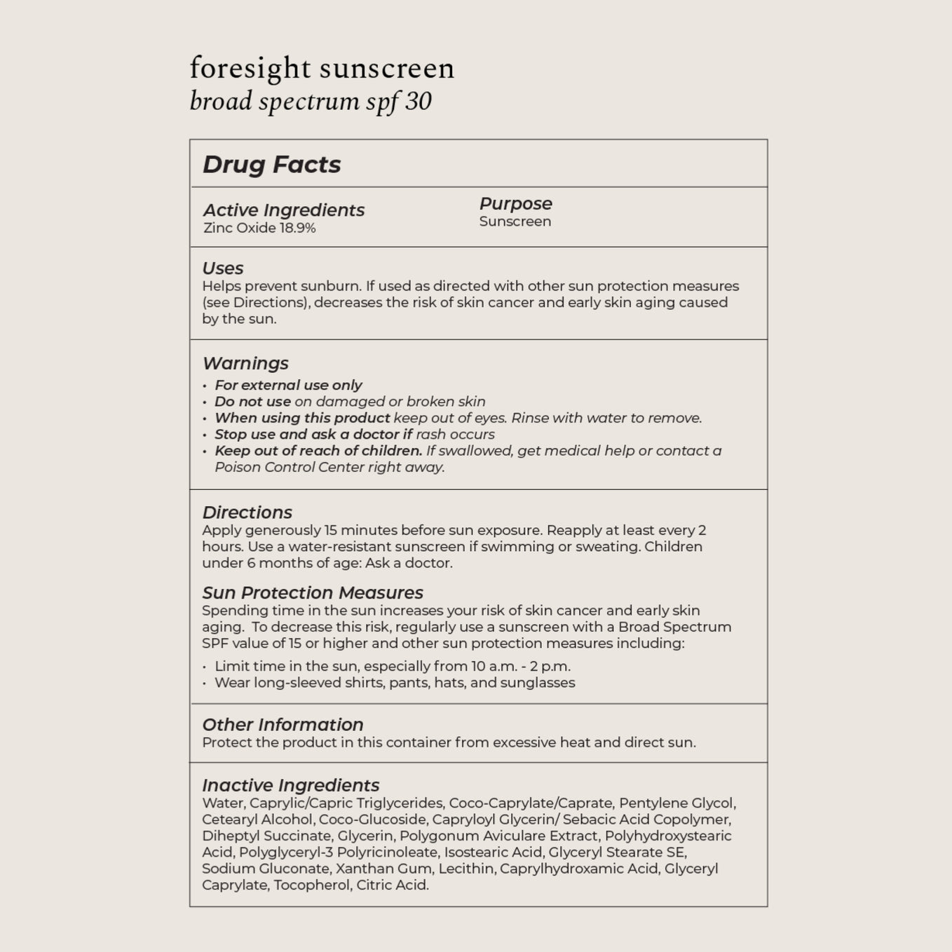 Foresight Sunscreen Spf 30 - Mineral Sunscreen For Face