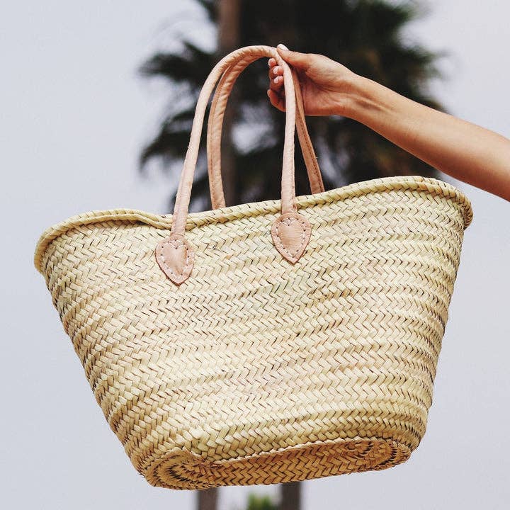 French Basket with Leather Handle